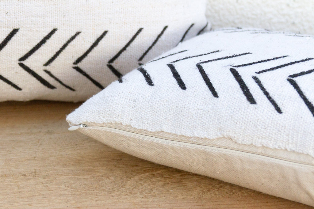 Tribal Chevron African Mudcloth Lumbar Pillows, Set of 2