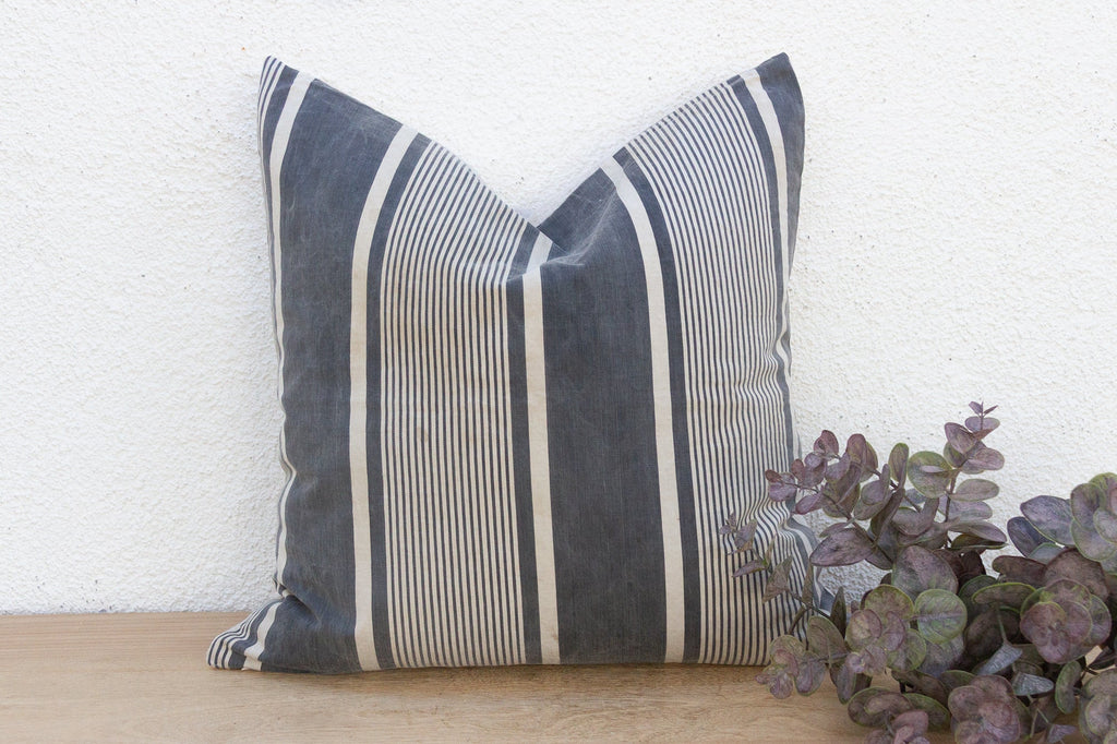 Charcoal & White European Grain Sack Pillow