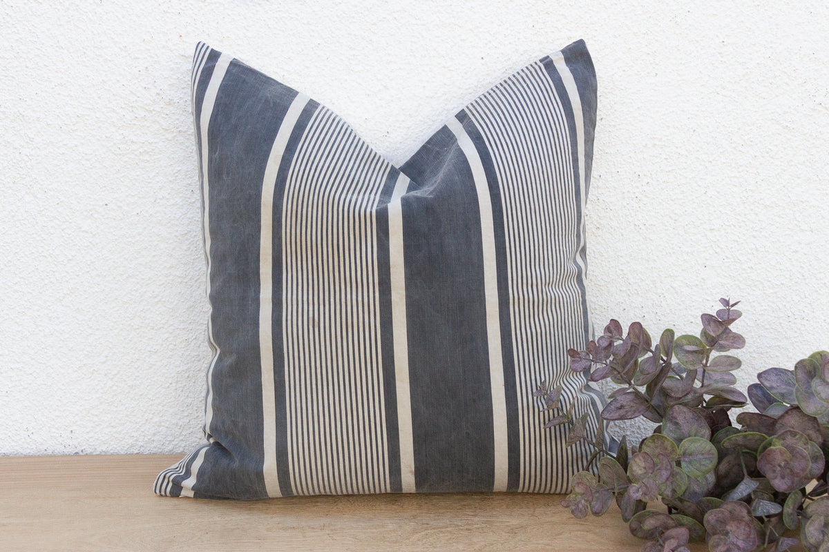 Charcoal & White European Grain Sack Pillow