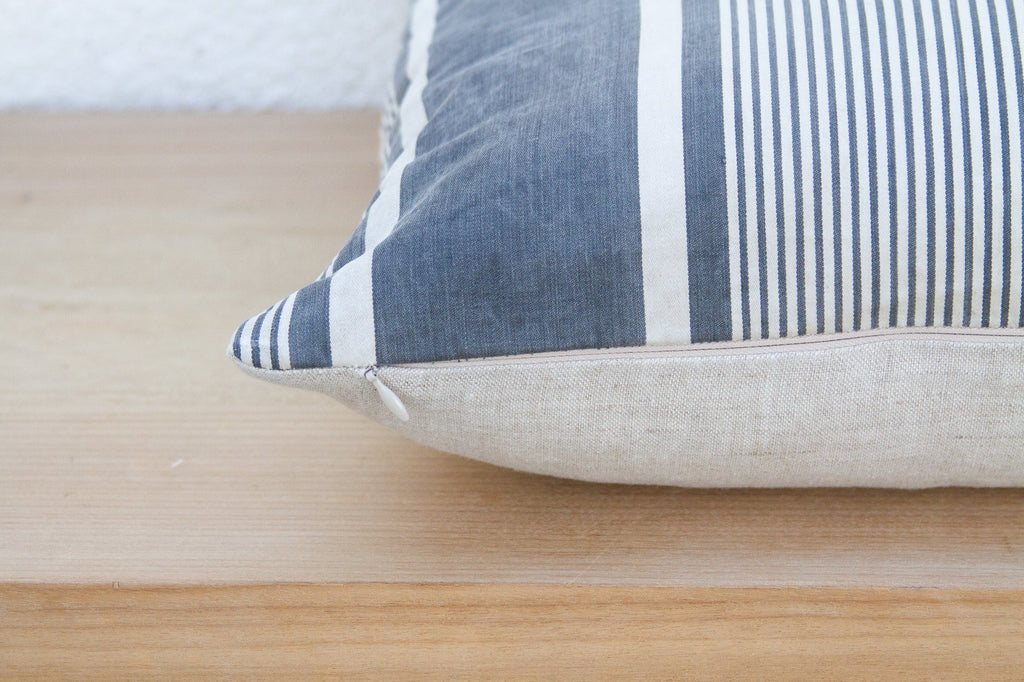 Charcoal & White European Grain Sack Pillow
