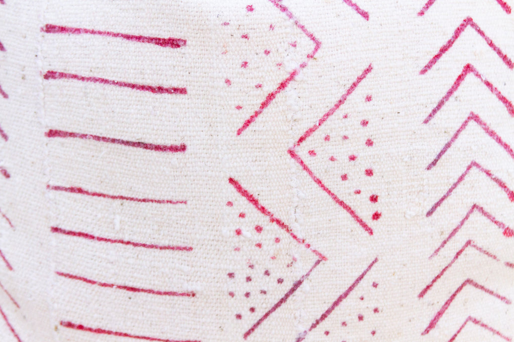 Crimson & White African Tribal Mudcloth Pillow