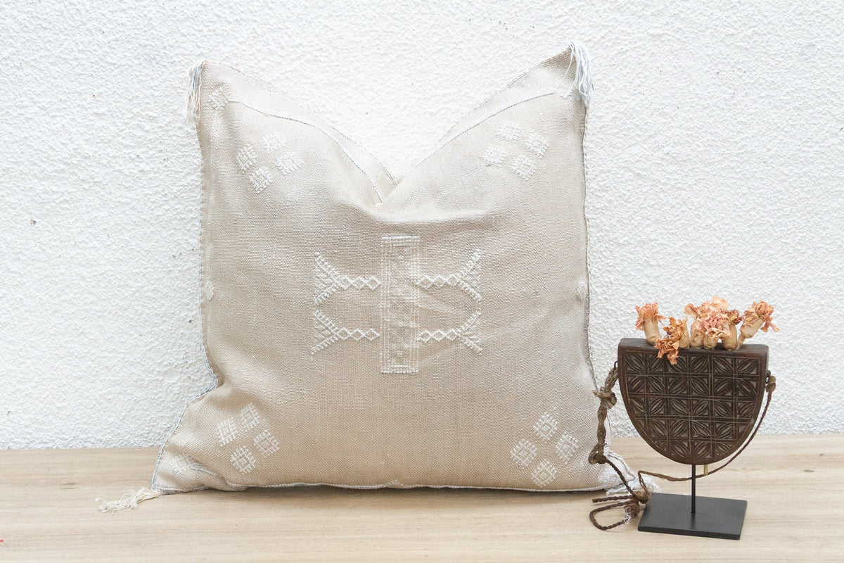 White Souk Large Silk Rug Pillow