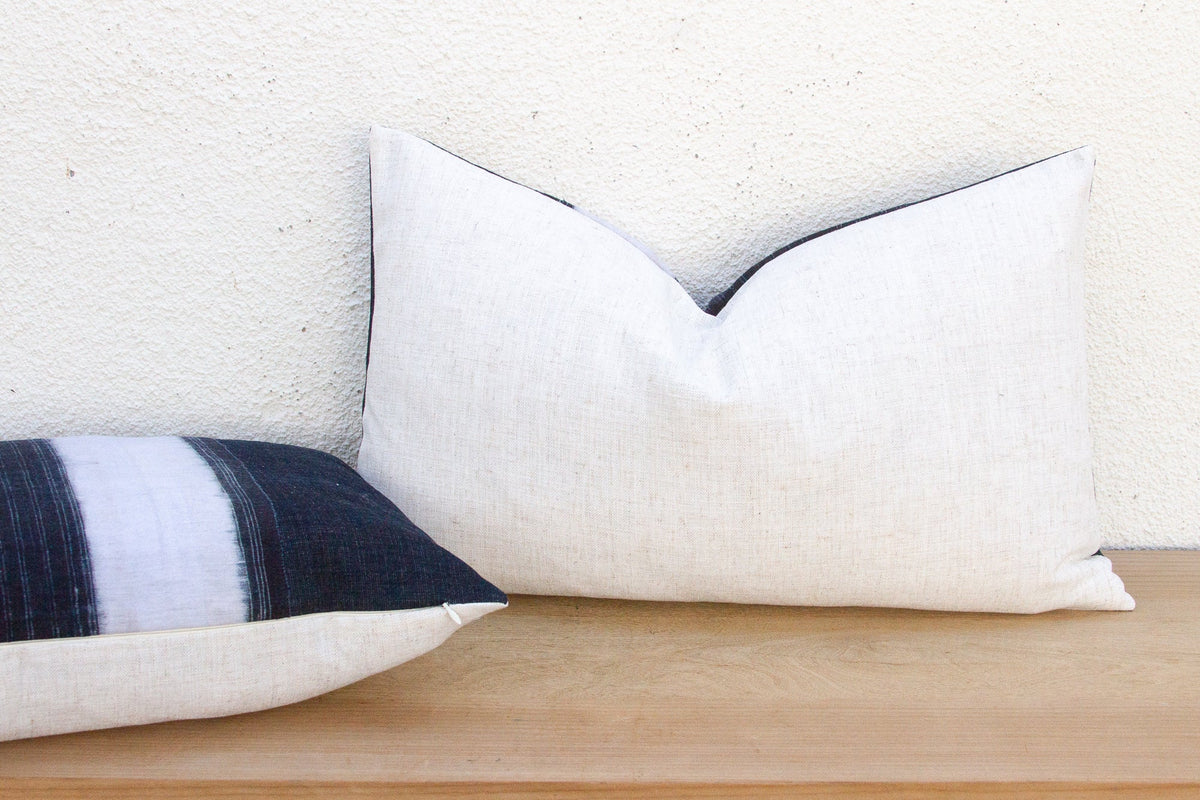 Indigo & White Vintage Hmong Lumbar Pillows, Pair