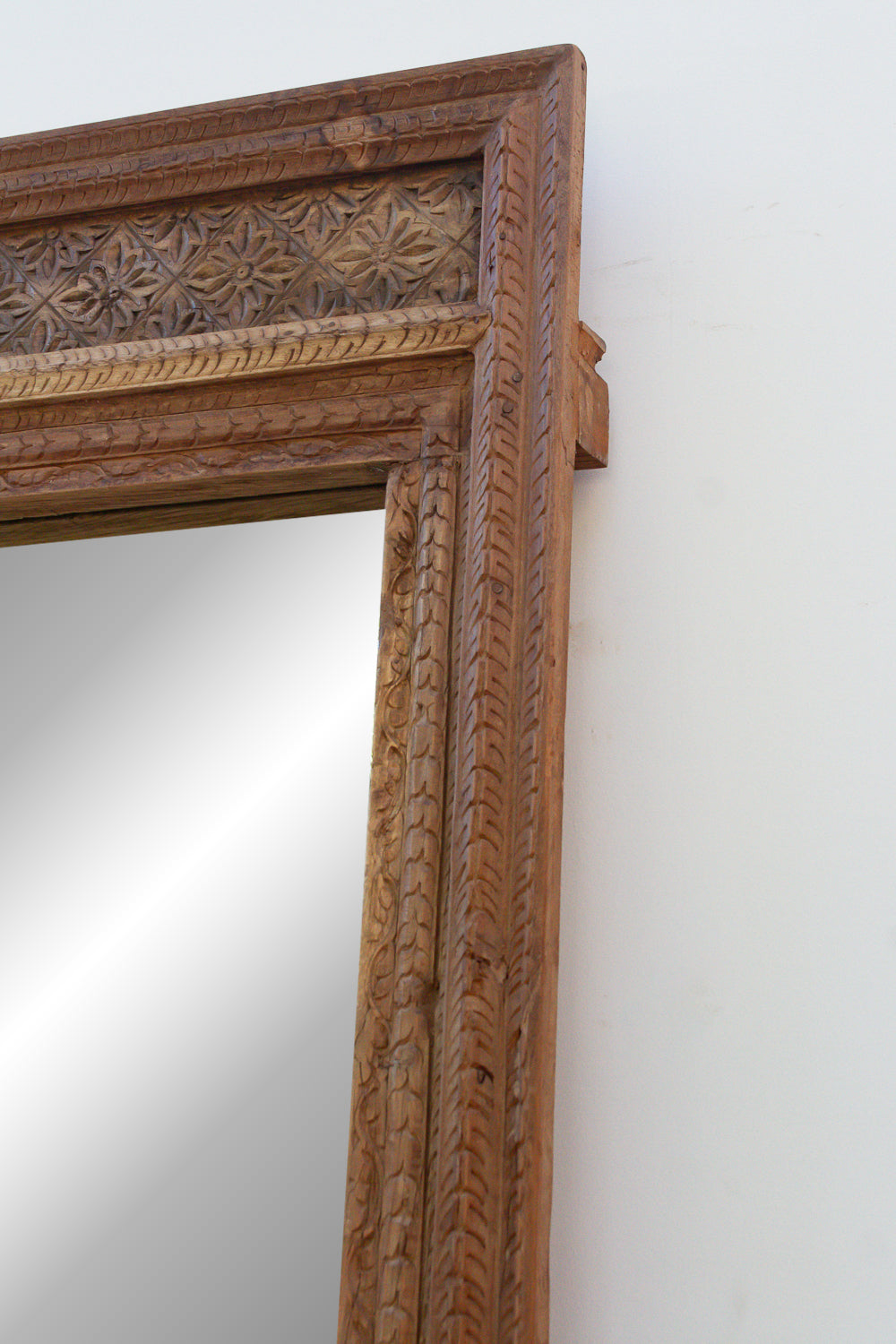 Antique Diamond Rosette Carved Floor Mirror