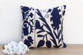 Navy Blue Floral Suzani Throw Pillow