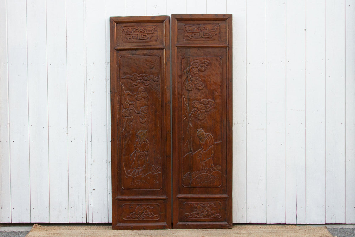 Set of 2, Carved Tang Dynasty Style Panels