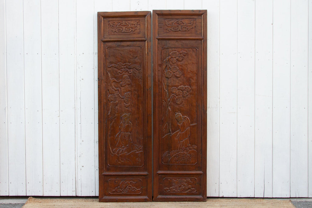 Set of 2, Carved Tang Dynasty Style Panels