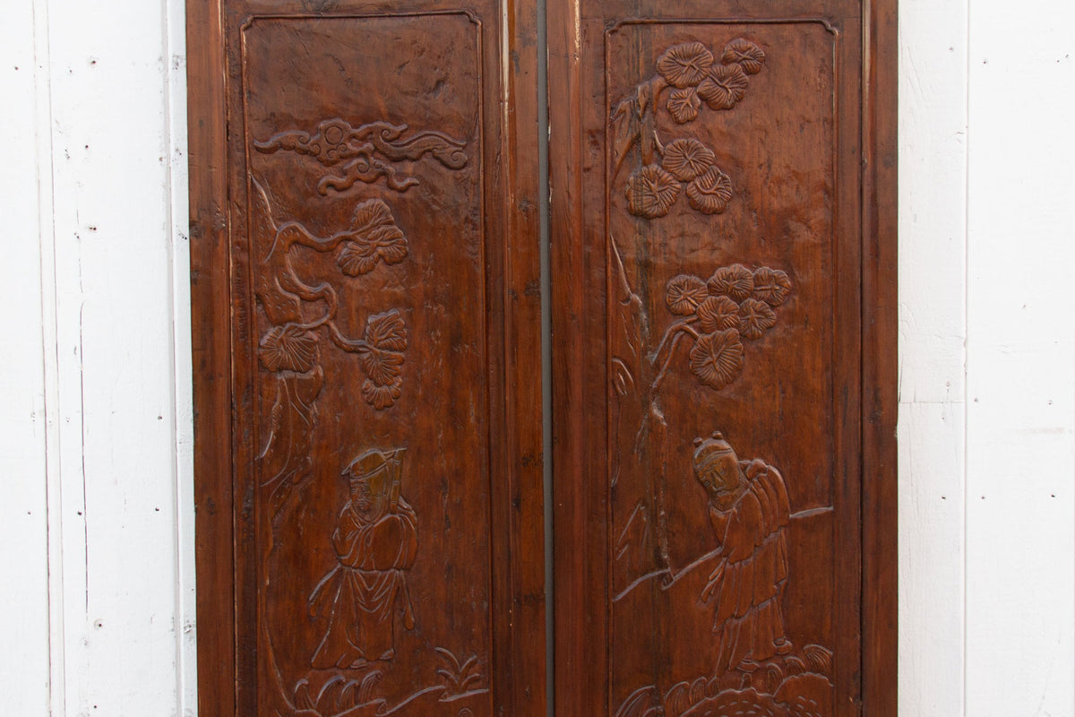Set of 2, Carved Tang Dynasty Style Panels