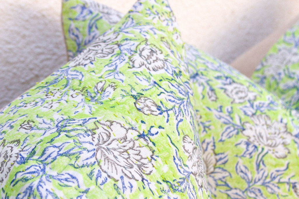 Jaipur Spring, Pair of Large Vibrant Block Print Pillows