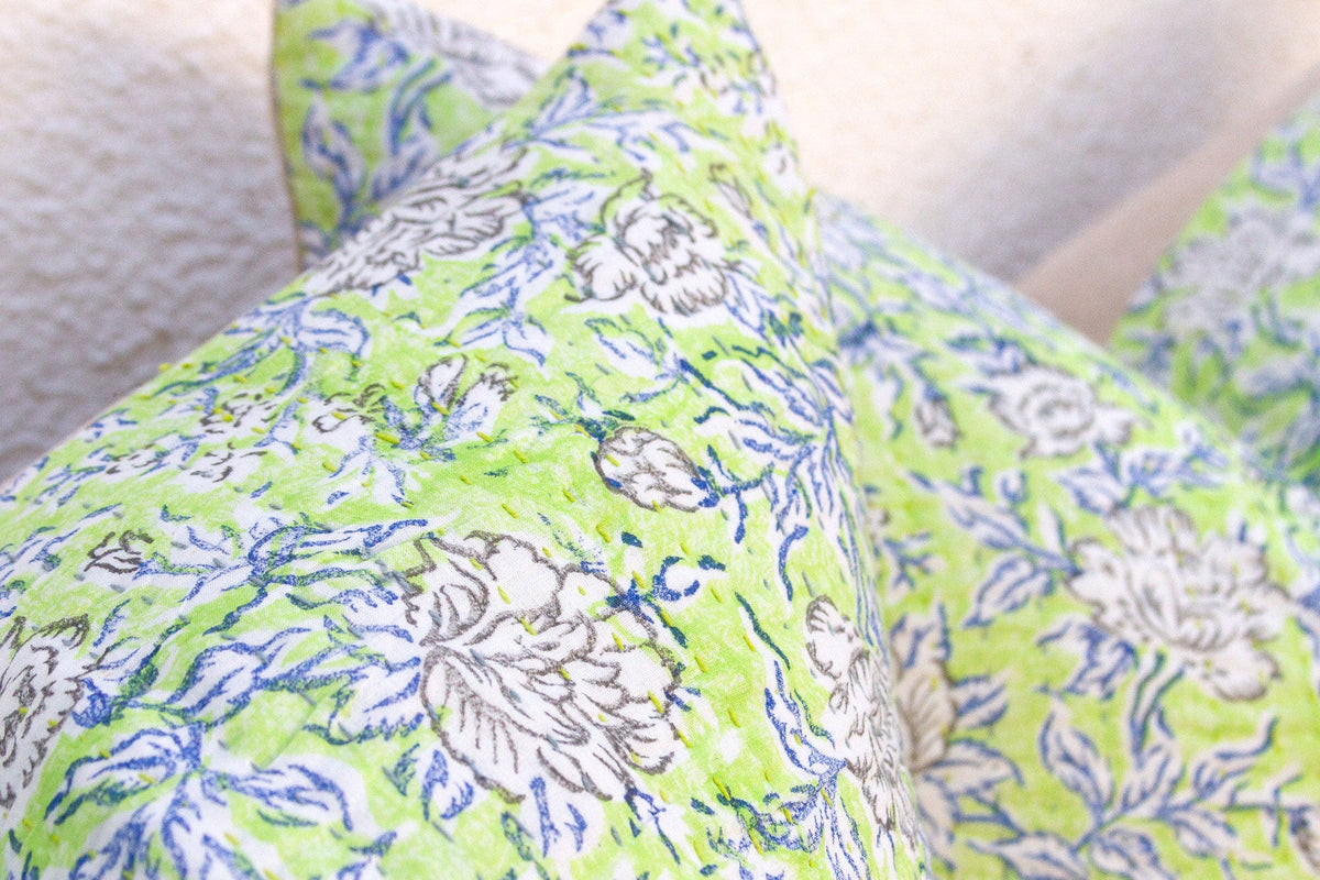 Jaipur Spring, Pair of Large Vibrant Block Print Pillows