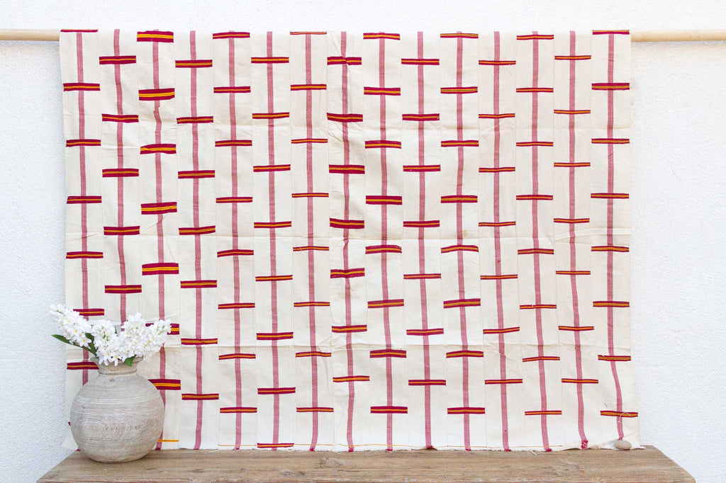 White & Red Vintage Heirloom Kente