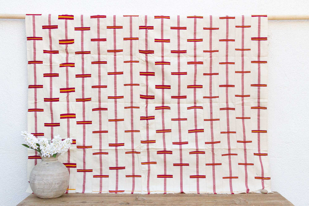 White & Red Vintage Heirloom Kente