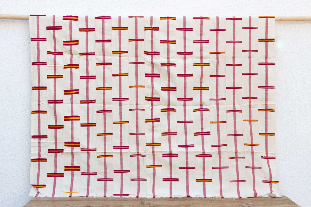 White & Red Vintage Heirloom Kente