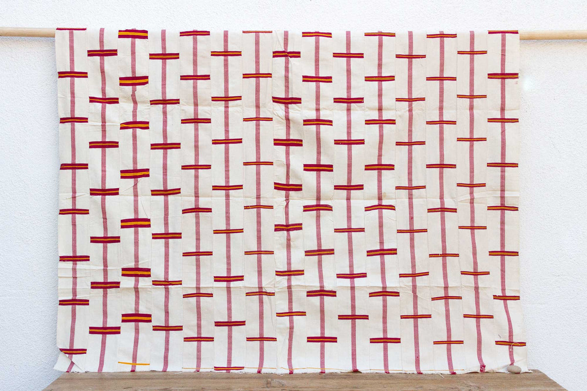 White & Red Vintage Heirloom Kente