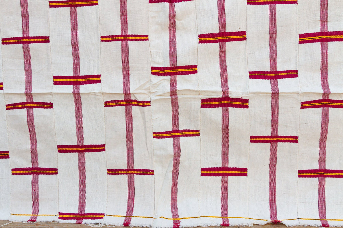 White & Red Vintage Heirloom Kente