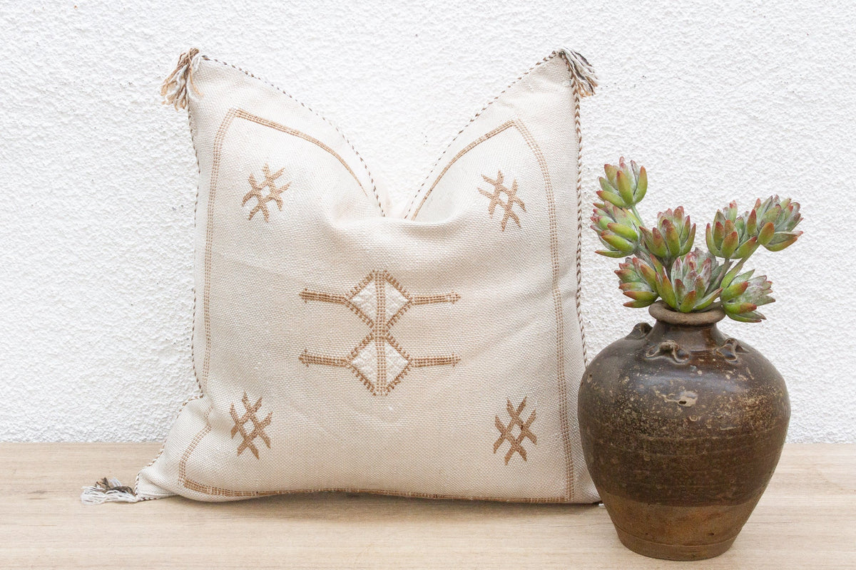 White Kasbah Silk Rug Pillow