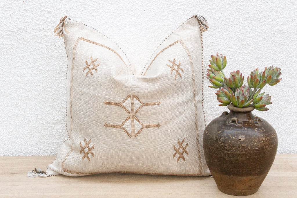 White Kasbah Silk Rug Pillow