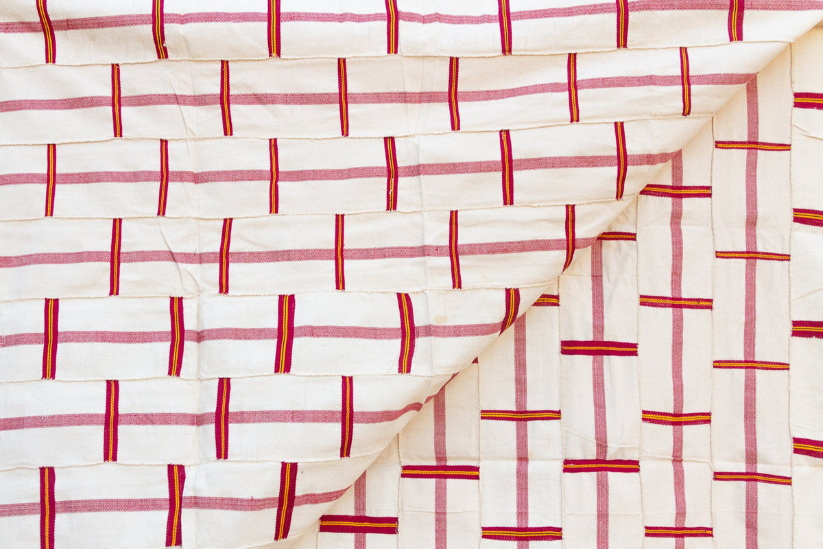 White & Red Vintage Heirloom Kente