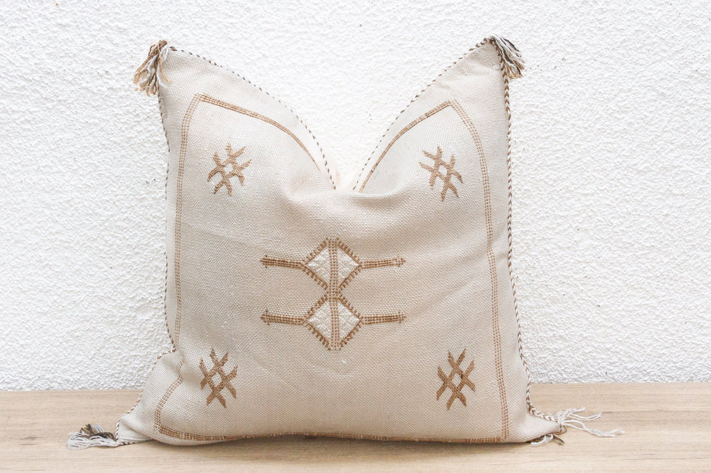 White Kasbah Silk Rug Pillow