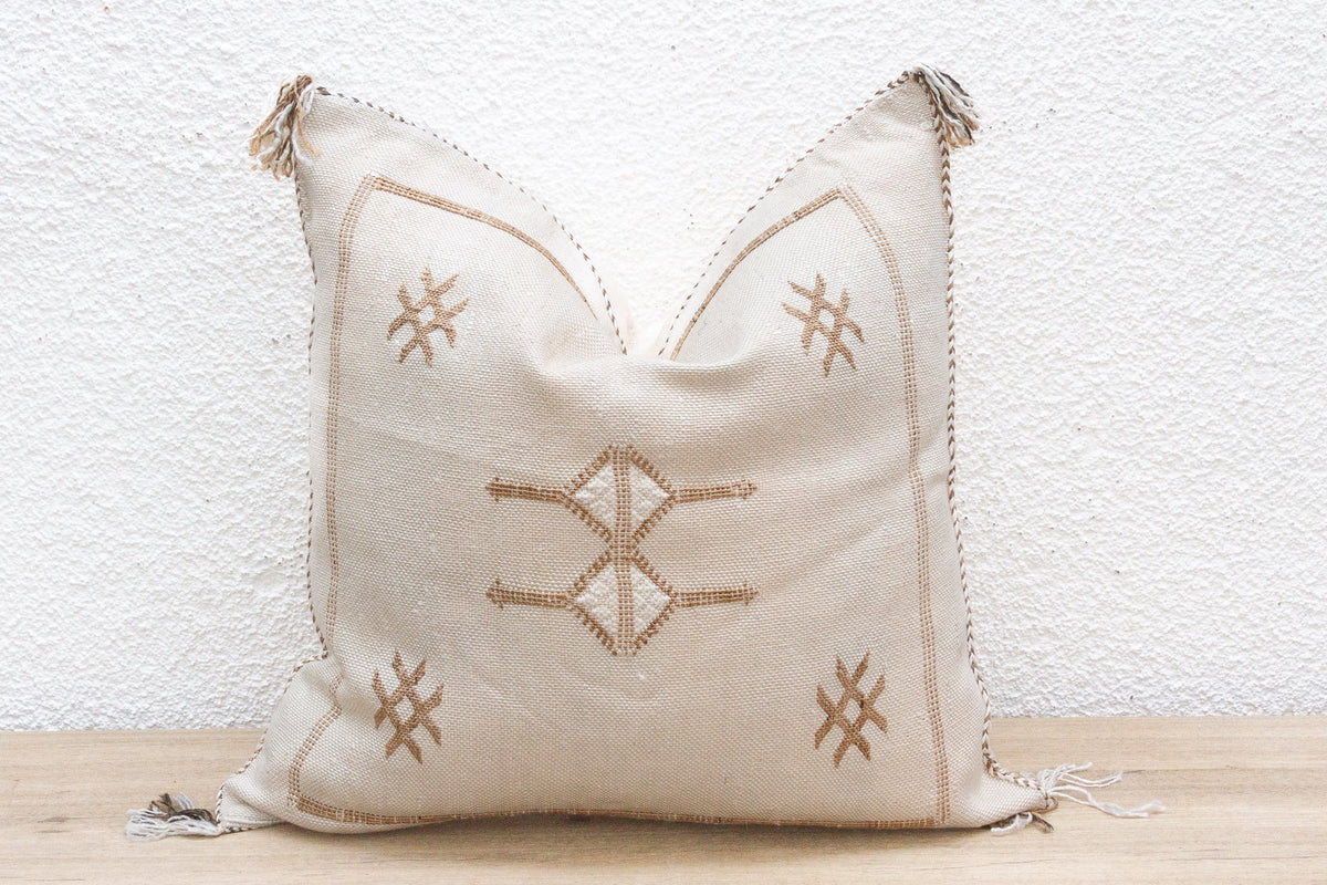 White Kasbah Silk Rug Pillow