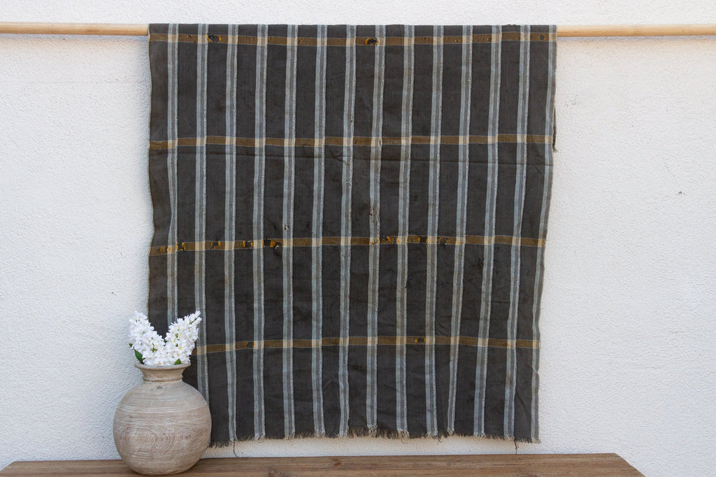 Vintage Charcoal Striped African Mud Cloth