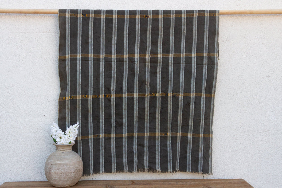 Vintage Charcoal Striped African Mud Cloth
