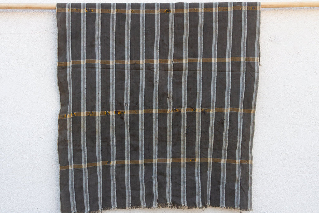 Vintage Charcoal Striped African Mud Cloth