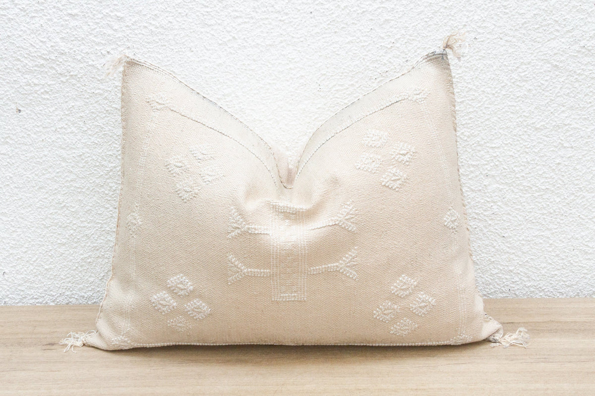 Chalk White Silk Rug Lumbar Pillow