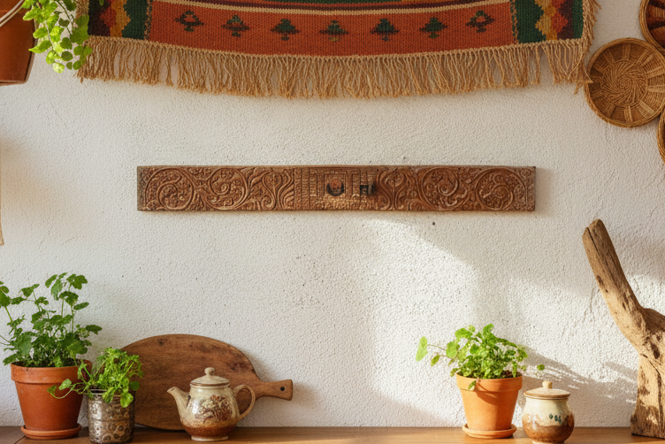 Antique Haveli Scroll Architectural Lintel