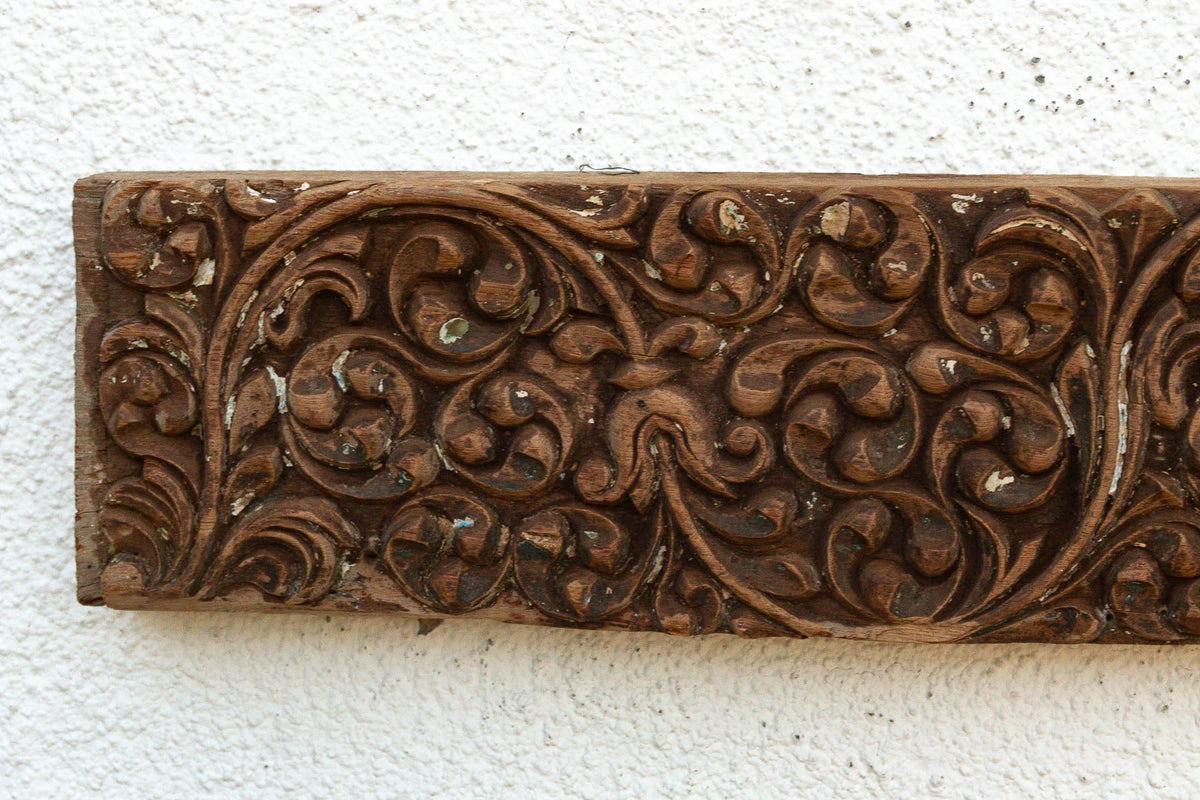 Distressed Cacao Lintel, Antique Architectural Carving
