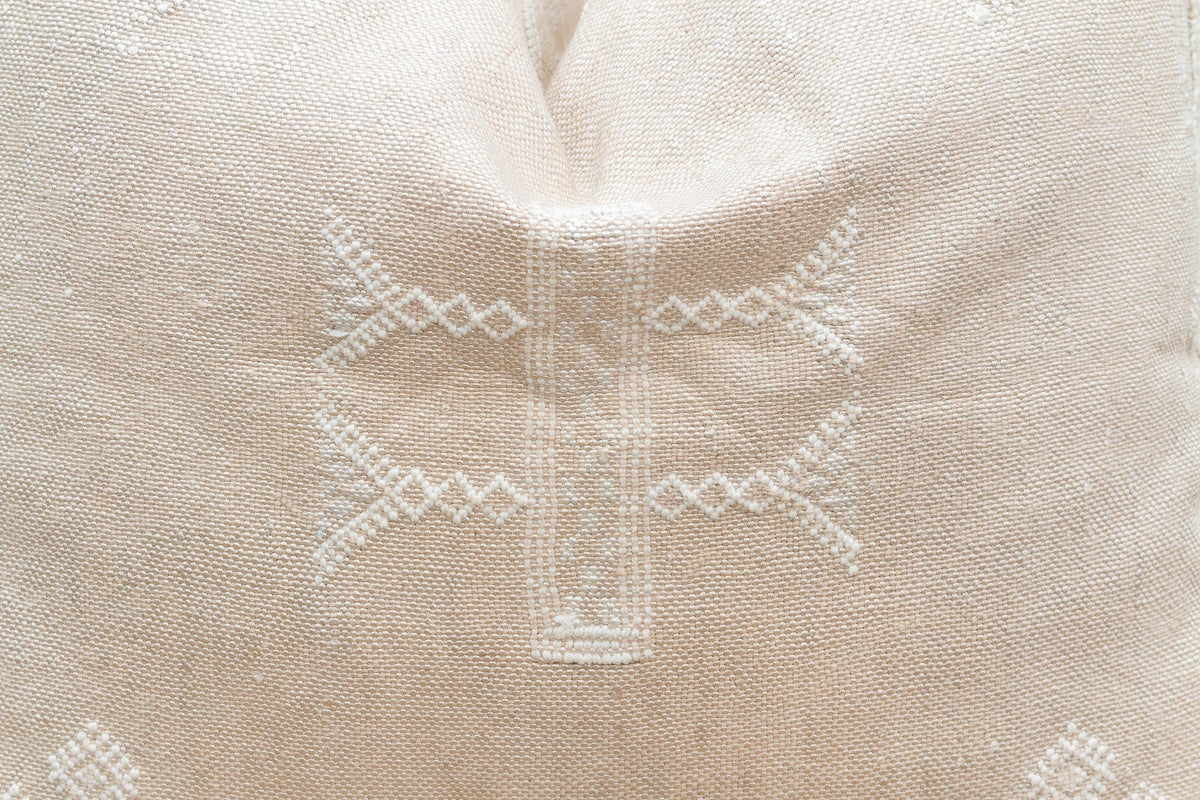 Pair of Large Alabaster Dune Silk Rug Pillows