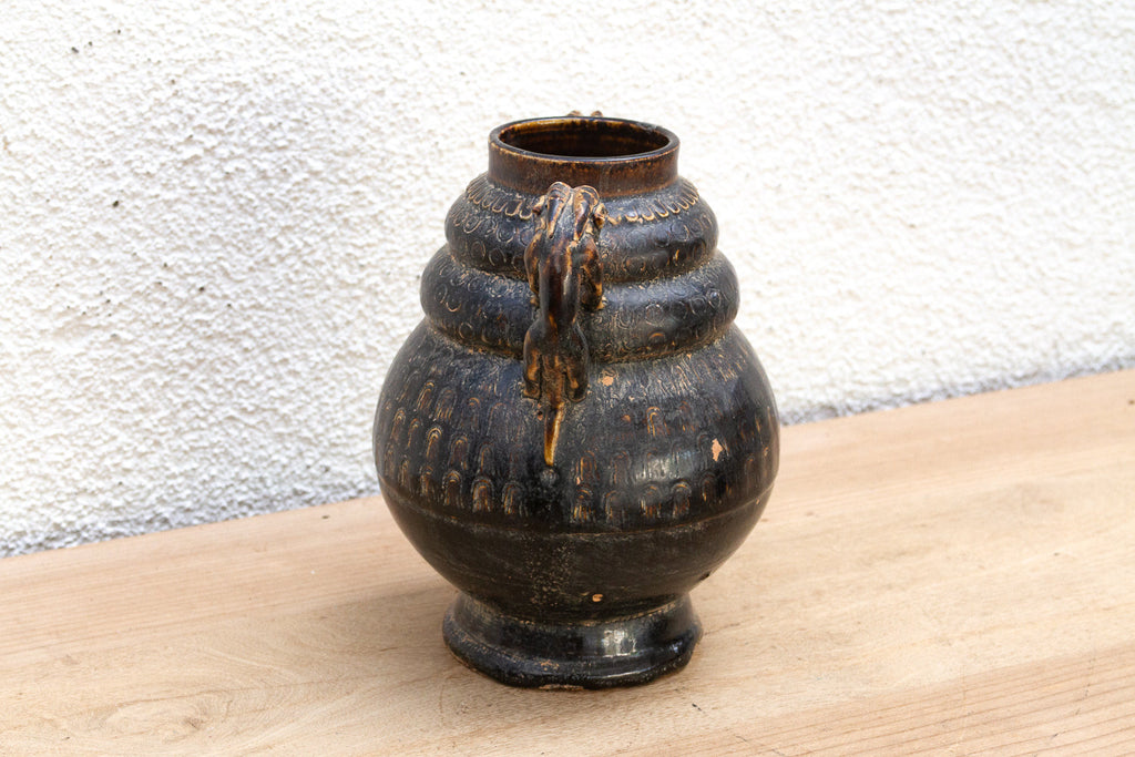 Antique Provincial Dragon Handled Pot
