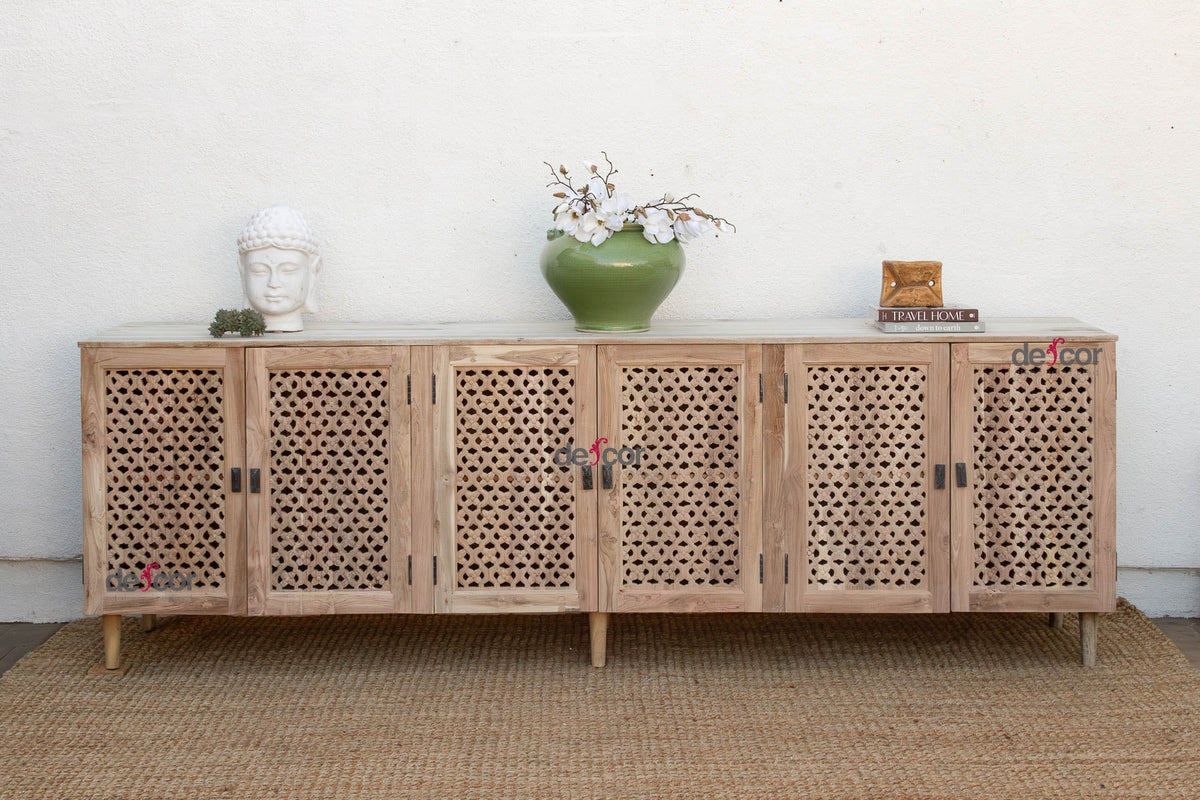 105" Six-Door Grand Floral Jali Sunbleached Sideboard