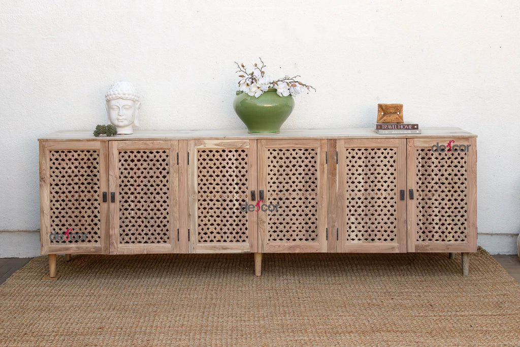 105" Six-Door Grand Floral Jali Sunbleached Sideboard