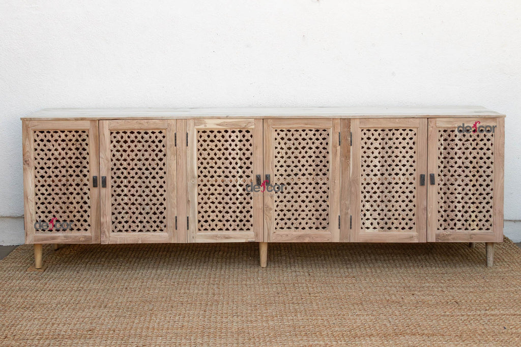 105" Six-Door Grand Floral Jali Sunbleached Sideboard