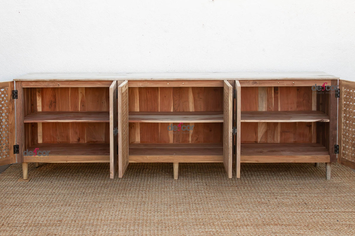105" Six-Door Grand Floral Jali Sunbleached Sideboard