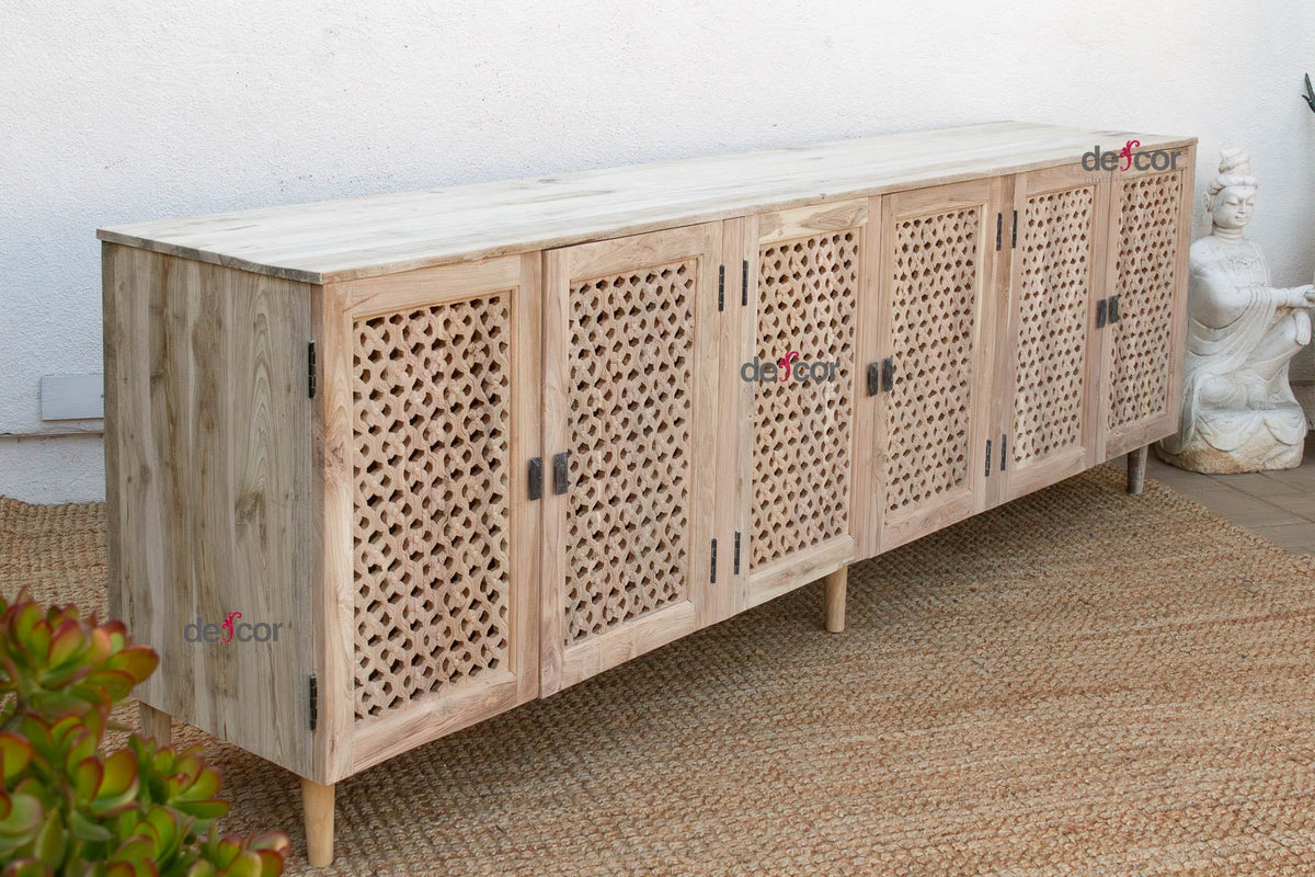 105" Six-Door Grand Floral Jali Sunbleached Sideboard