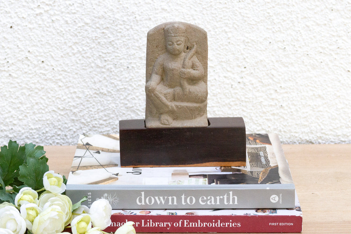The Naga's Keeper, Antique Carved Stone Figure