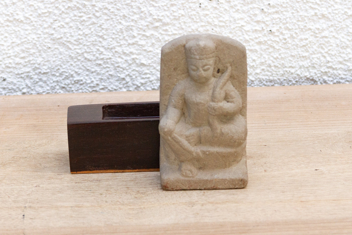 The Naga's Keeper, Antique Carved Stone Figure