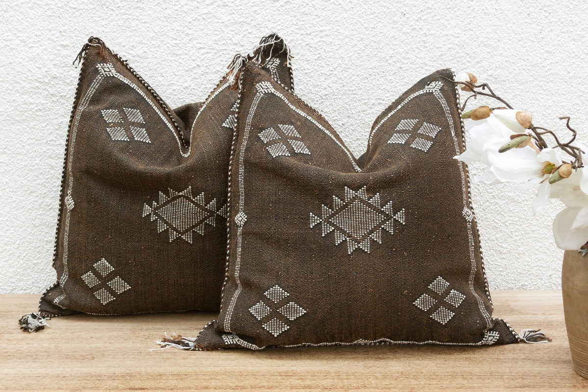 Pair of Desert Ember Silk Rug Pillows