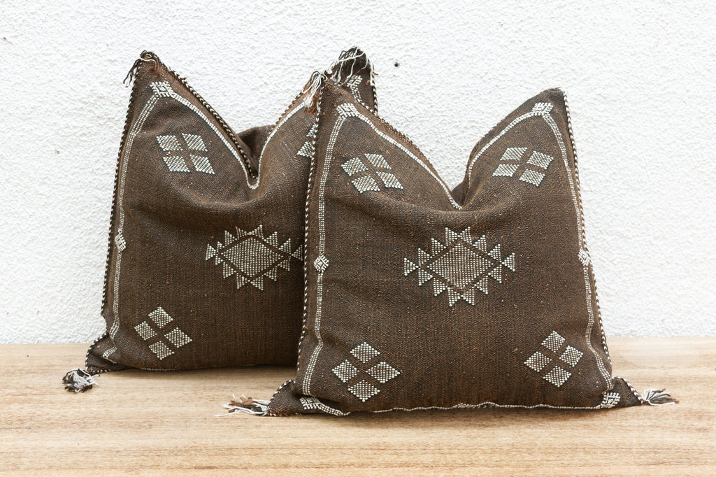 Pair of Desert Ember Silk Rug Pillows