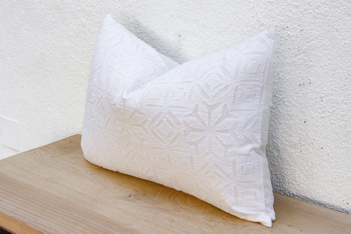 Whisper White Lumbar Applique Pillow Cover