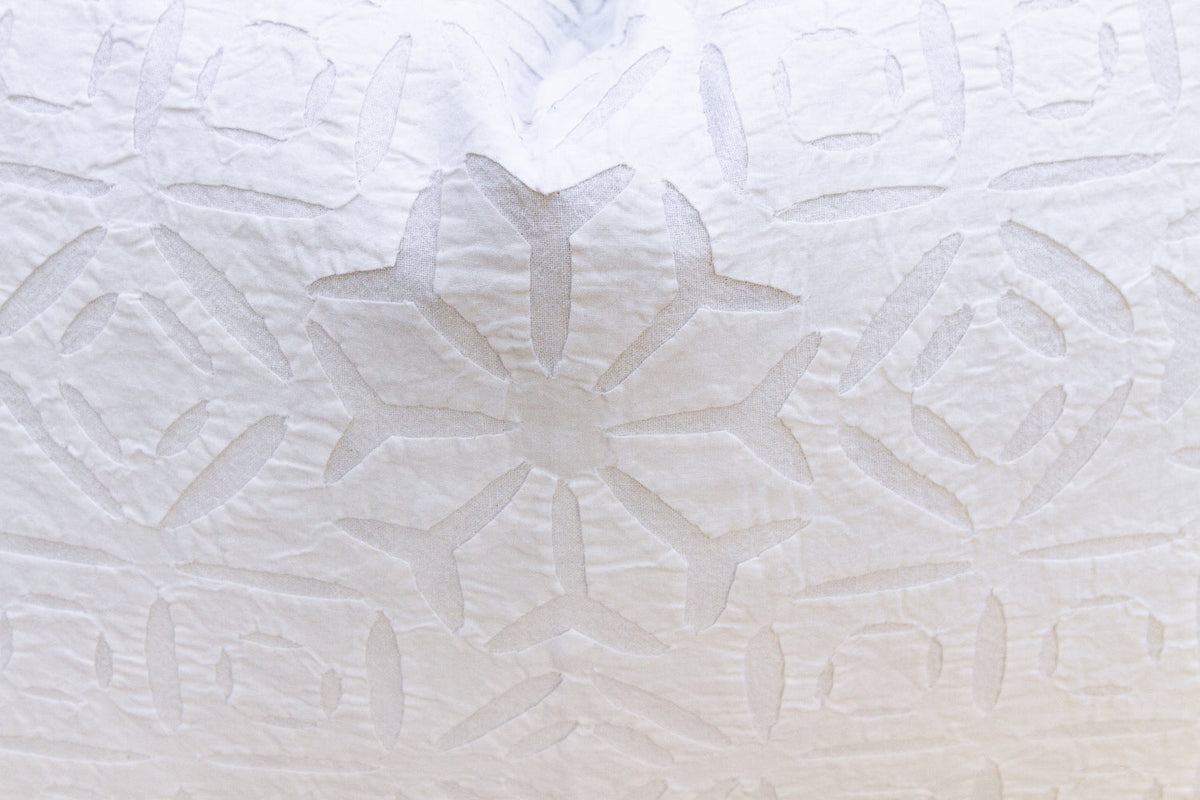Linen Mist Lumbar Applique Pillow Cover