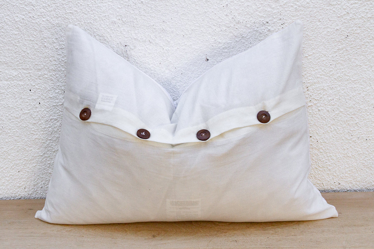 Ivory Veil Lumbar Applique Pillow Cover