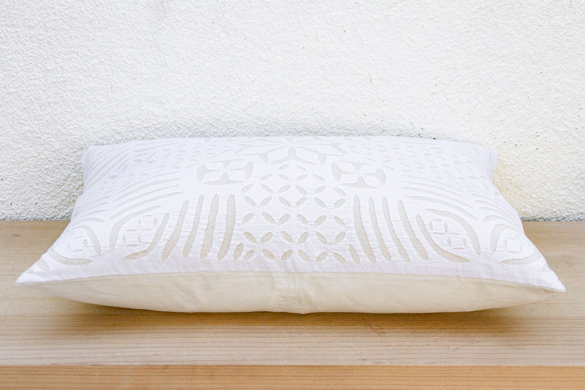 Vanilla Lumbar Applique Pillow Cover