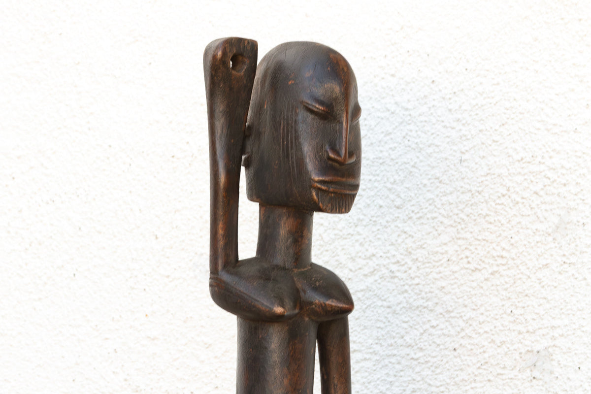 57" Tall Antique Dogon Equestrian Vessel Statue