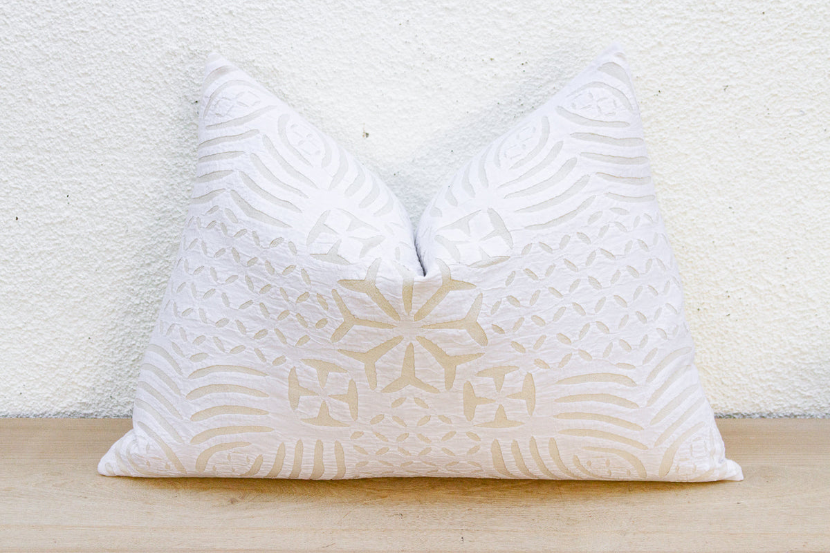Pebble Cream Lumbar Applique Pillow Cover