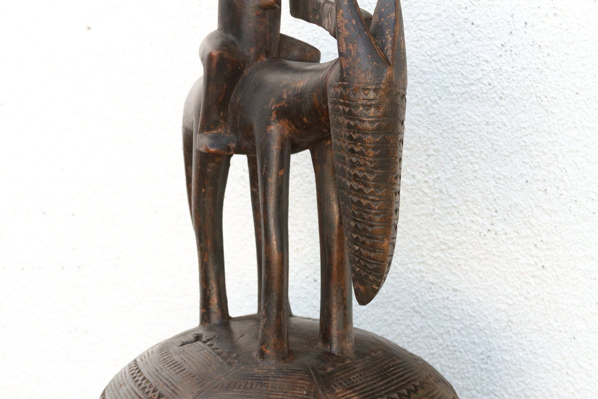 57" Tall Antique Dogon Equestrian Vessel Statue