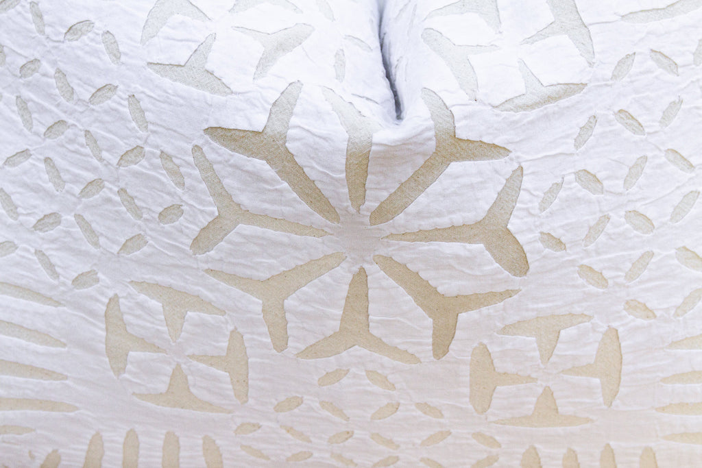Pebble Cream Lumbar Applique Pillow Cover