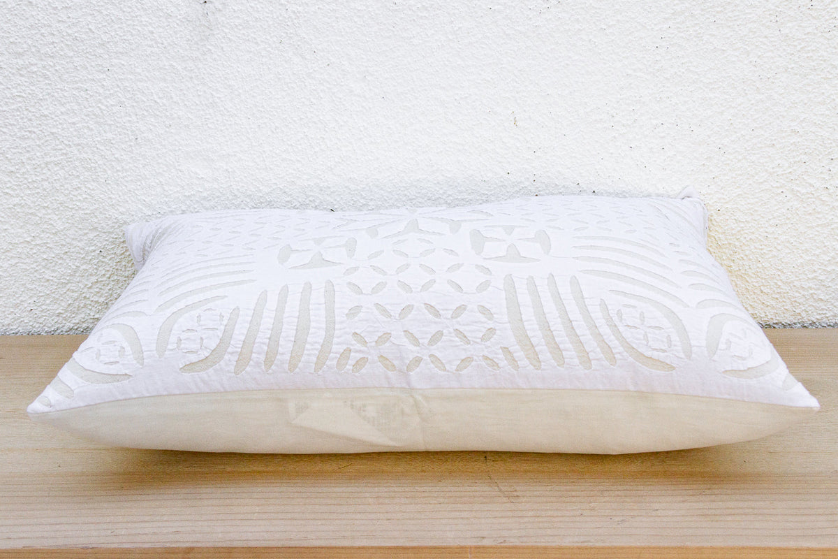 Pebble Cream Lumbar Applique Pillow Cover